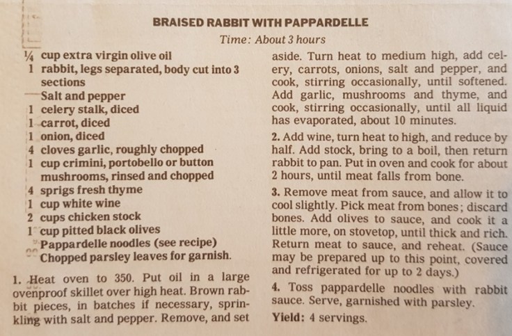 Braised Rabbit with Pappardelle