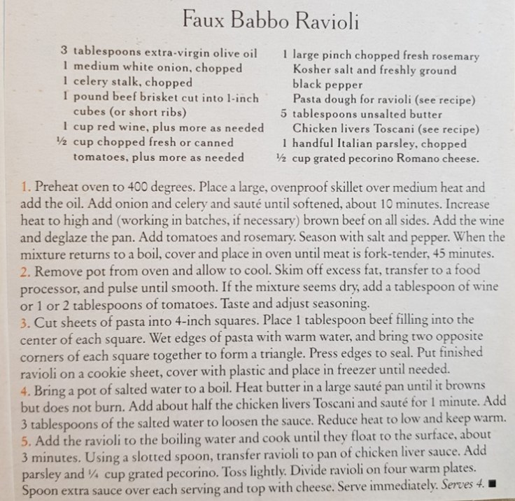 Faux Babbo Ravioli